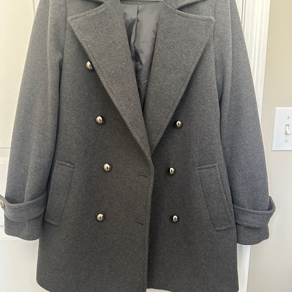 Michael Kors Grey Double-Breasted Pea Coat